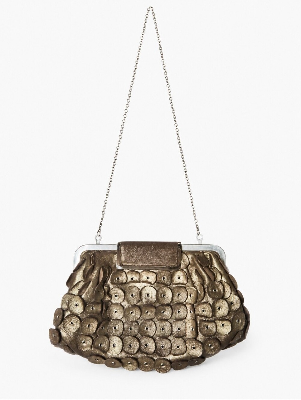 ANNABEL INGALL | Gold / Brown Leather Chain Strap Purse / Clutch